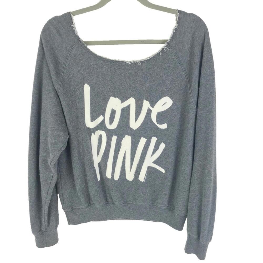 PINK by Victoria's Secret Women's Gray Crew Neck Sweatshirt with 86 - Picture 2 of 4